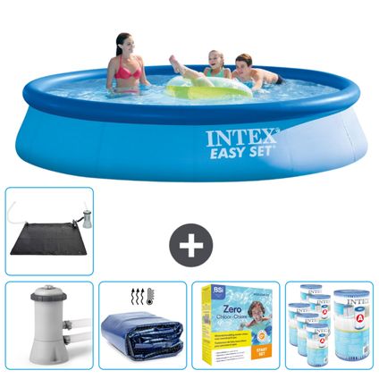Intex Rond Opblaasbaar Easy Set Zwembad - 396 x 84 cm - Blauw - Inclusief Accessoires CB25