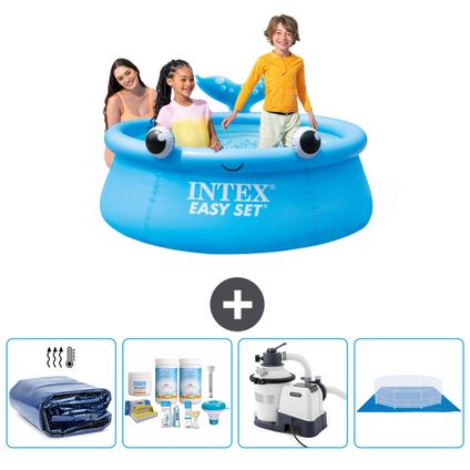 Intex Rond Opblaasbaar Easy Set Zwembad - 183 x 51 cm - Blauw - Walvis - Inclusief Accessoire CB59