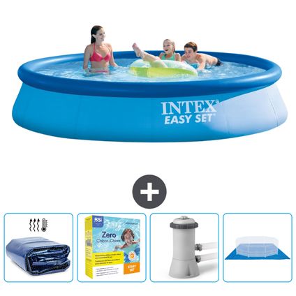 Intex Rond Opblaasbaar Easy Set Zwembad - 396 x 84 cm - Blauw - Inclusief Accessoire CB8