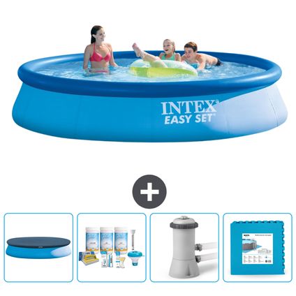 Intex Rond Opblaasbaar Easy Set Zwembad - 396 x 84 cm - Blauw - Inclusief Accessoire CB2