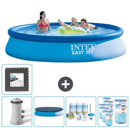 Intex Rond Opblaasbaar Easy Set Zwembad - 396 x 84 cm - Blauw - Inclusief Accessoires CB17