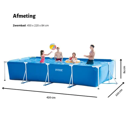 Intex Rechthoekig Frame Zwembad - 450 x 220 x 84 cm - Blauw - Inclusief Accessoires CB17 3