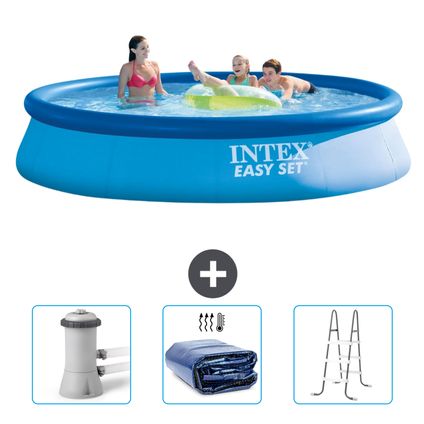 Intex Rond Opblaasbaar Easy Set Zwembad - 396 x 84 cm - Blauw - Inclusief Accessoire CB83