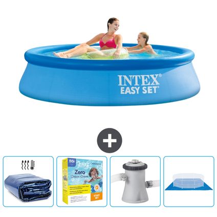 Intex Rond Opblaasbaar Easy Set Zwembad - 244 x 61 cm - Blauw - Inclusief Accessoire CB8