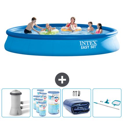 Intex Rond Opblaasbaar Easy Set Zwembad - 457 x 84 cm - Blauw - Inclusief Accessoires CB90