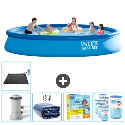 Intex Rond Opblaasbaar Easy Set Zwembad - 457 x 84 cm - Blauw - Inclusief Accessoires CB25