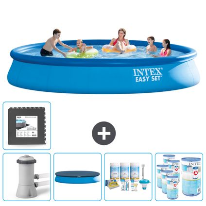 Intex Rond Opblaasbaar Easy Set Zwembad - 457 x 84 cm - Blauw - Inclusief Accessoires CB17