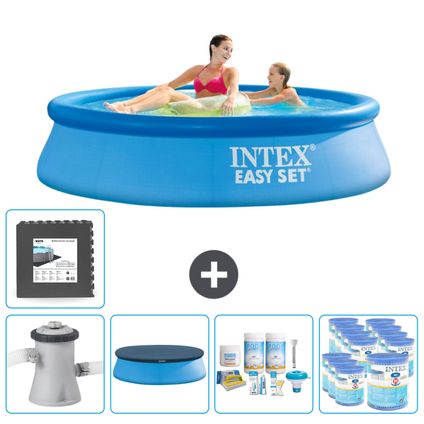 Intex Rond Opblaasbaar Easy Set Zwembad - 244 x 61 cm - Blauw - Inclusief Accessoires CB17