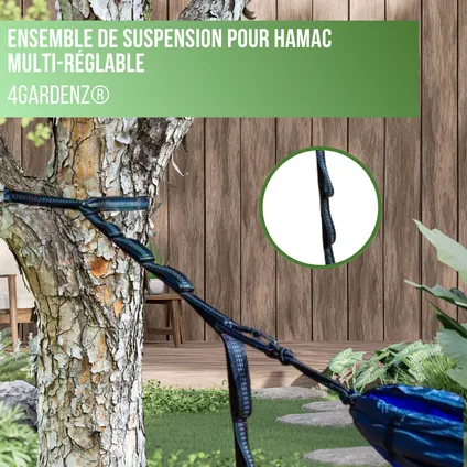 4gardenz® Ensemble de suspension pour hamac multi-réglable pour arbre ou poteau 3