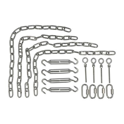 4gardenz® Kit de montage pour toile d'ombrage en acier inoxydable avec chaînes pour montage sur poteau