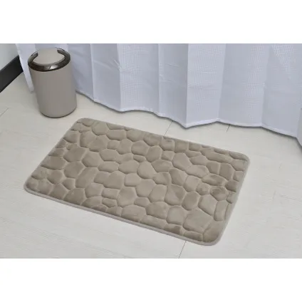 Tapis de bain en mousse à mémoire de forme Pebbles - tapis de douche 50x80 cm - Taupe 2
