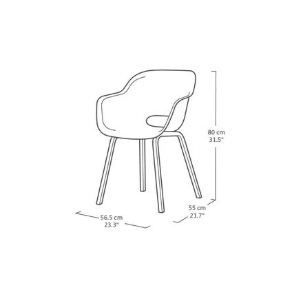 Keter Noa Chaise de jardin - 2 pièces - 55x56,5x80cm - structure métallique - Blanc 2