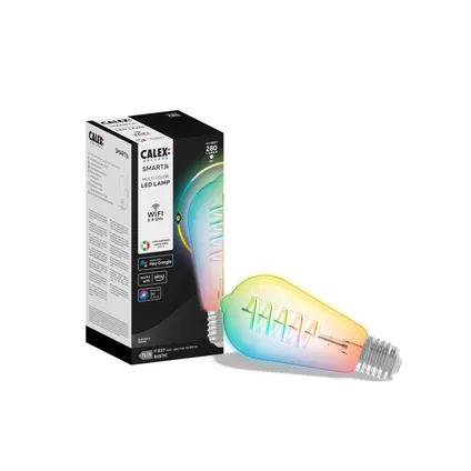 Calex Slimme LED Lamp - E27 - Filament - RGB en Warm Wit - 4.9W 6