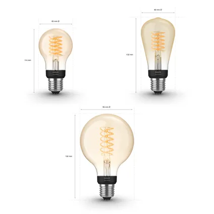 Philips Hue Starterspakket Filament White E27 3 Lampen Mix 7