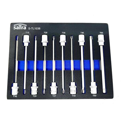 SATRA 3/8" Torx long sockets set T10 to T55 (10-piece) (S-TL1038)