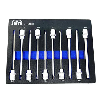 SATRA 3/8" Torx long sockets set T10 to T55 (10-piece) (S-TL1038)