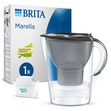 BRITA Carafe Filtrante Marella Cool + 1 Filtre MAXTRA PRO - 2,4 L - Gris | Emballage durable