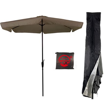 Parasol bâton taupe - CUHOC Parasol - 3m - stick parasol noir avec housse de parasol Redlabel