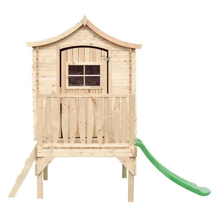 Timbela M550A - Maison en bois pour enfants 1.1m2 / 175x146xH212cm - avec toboggan 2