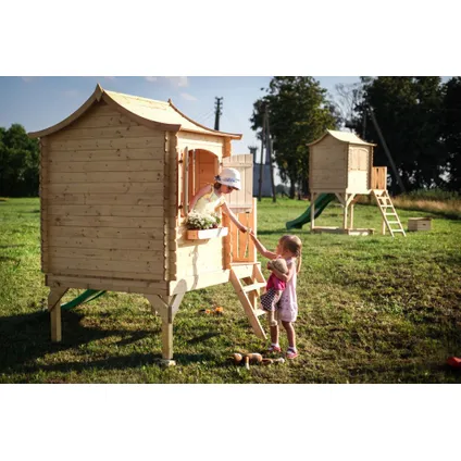 Timbela M550A - Maison en bois pour enfants 1.1m2 / 175x146xH212cm - avec toboggan 6