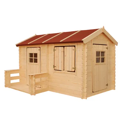 Maison en bois pour enfants - Timbela M503 - 2.63m2 - avec toit rouge, sol 2