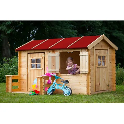 Maison en bois pour enfants - Timbela M503 - 2.63m2 - avec toit rouge, sol 3