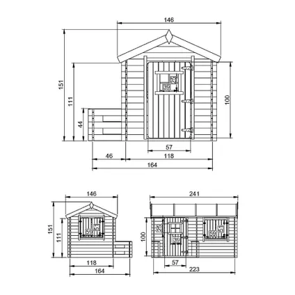 Timbela M503 - Houten huis voor kinderen - 2,63m2 - met rood dak, vloer 4