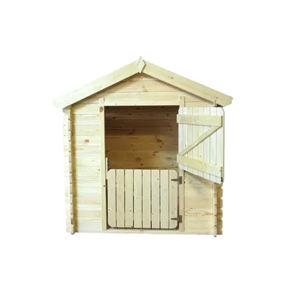 Timbela M516 - Maison en bois pour enfants - 1.1m2/146x112xH143cm - avec toit rouge, sol 3