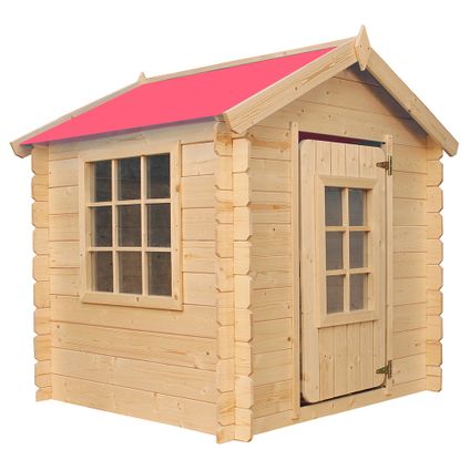 Maison en bois pour enfants SANS plancher - Timbela M570R-1 - Toit rouge - 1m2 / 114x111xH121cm