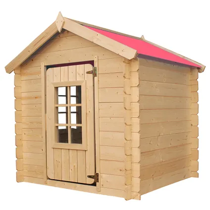 Maison en bois pour enfants SANS plancher - Timbela M570R-1 - Toit rouge - 1m2 / 114x111xH121cm 2