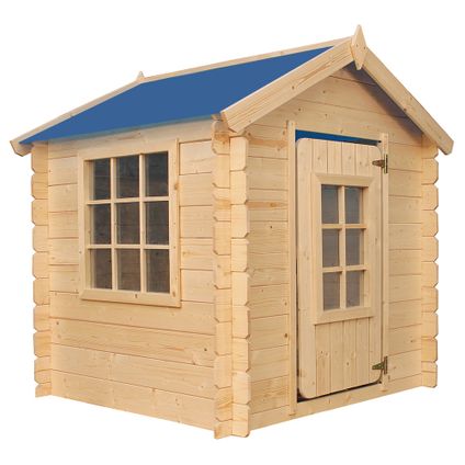 Maison en bois pour enfants SANS plancher - Timbela M570M-1 - Toit bleu - 1m2 / 114x111xH121cm