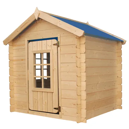 Maison en bois pour enfants SANS plancher - Timbela M570M-1 - Toit bleu - 1m2 / 114x111xH121cm 2
