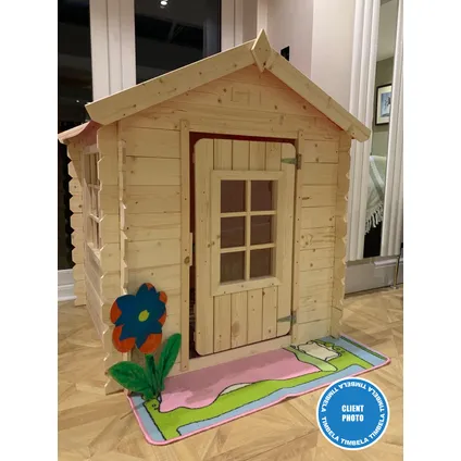 Maison en bois pour enfants SANS plancher - Timbela M570M-1 - Toit bleu - 1m2 / 114x111xH121cm 6