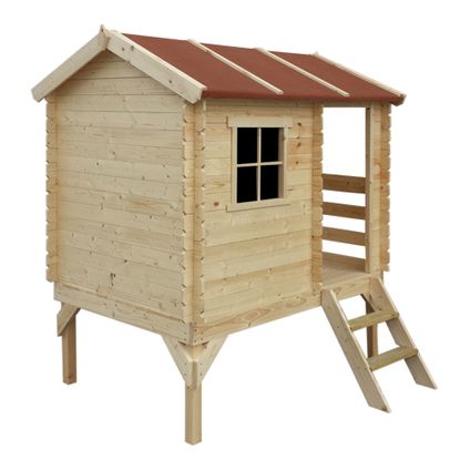 Maison en bois pour enfants - Timbela M501C - 1.1m2 / 182x146xH205cm - avec toboggan