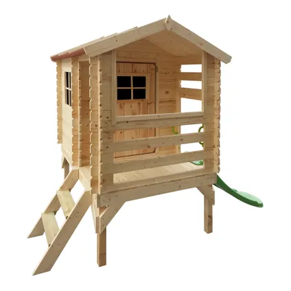 Maison en bois pour enfants - Timbela M501C - 1.1m2 / 182x146xH205cm - avec toboggan 3