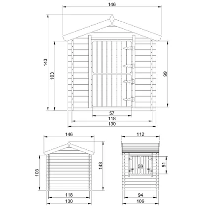 Timbela M516-1 - Maison en bois pour enfants - 1.1m2/146x112xH143cm - SANS plancher 4
