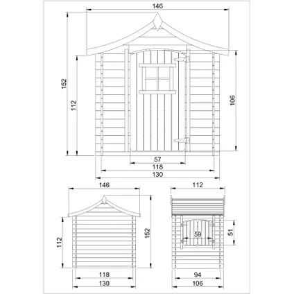 Timbela M550-1 - Maison en bois pour enfants SANS plancher - 1.1m2 / 146x112xH152cm 4