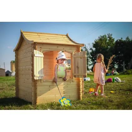 Timbela M550-1 - Maison en bois pour enfants SANS plancher - 1.1m2 / 146x112xH152cm 7
