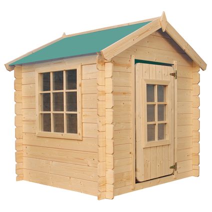 Maison en bois pour enfants SANS plancher - Timbela M570Z-1 - Toit vert - 1m2 / 114x111xH121cm