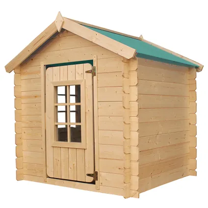 Maison en bois pour enfants SANS plancher - Timbela M570Z-1 - Toit vert - 1m2 / 114x111xH121cm 2