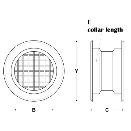 Przybysz Mini cirkel kraag luchtventilatierooster deur ventilatie bedekking grafietkleur 4st 3