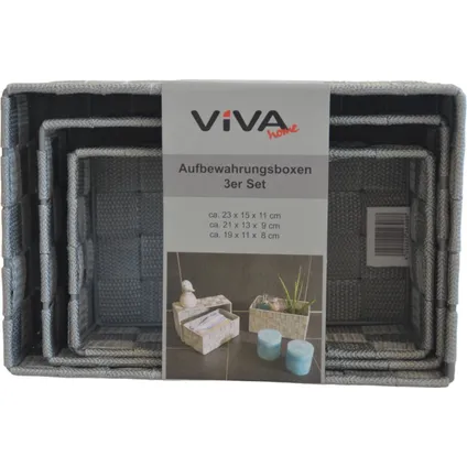 Viva Living - Opbergmand Gevlochten - 3 Stuks - Grijs -Textiel - Lade Organizer 4