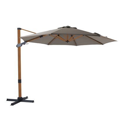 AXI Cyrus Premium Zweefparasol Rond Ø 300 cm in Hout Look / Taupe