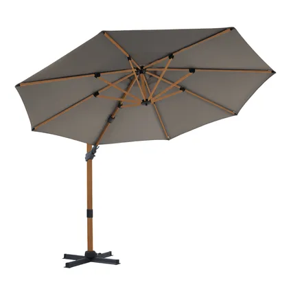 AXI Cyrus Premium Zweefparasol Rond Ø 300 cm in Hout Look / Taupe 4
