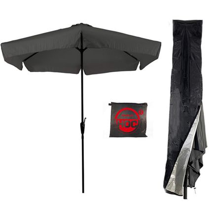 Parasol bâton gris - CUHOC Parasol - 3m - stick parasol noir avec housse de parasol Redlabel