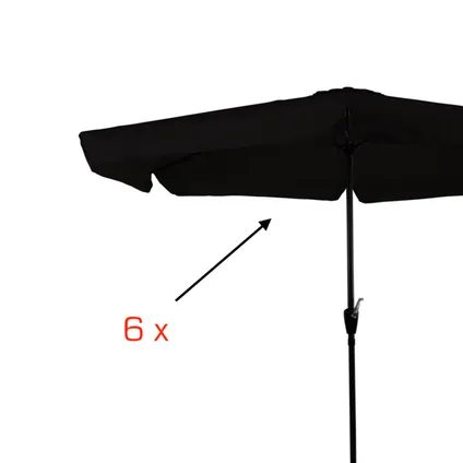 CUHOC - Parasol 3m antique black - met verrijdbare parasolvoet - en Basic parasolhoes 4