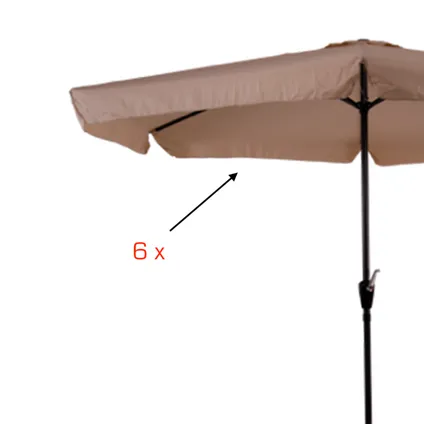 CUHOC Parasol - ecru stokparasol - 3 meter parasol met volanten en opendraaier 4