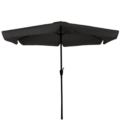 Parasol bâton noir - CUHOC parasol droit - parasol de 3 mètres avec volants et tourneur ouvert