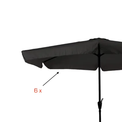 Parasol bâton noir - CUHOC parasol droit - parasol de 3 mètres avec volants et tourneur ouvert 3
