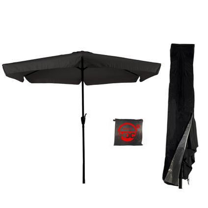 Parasol bâton noir - CUHOC Parasol - 3m - stick parasol noir avec housse de parasol Redlabel